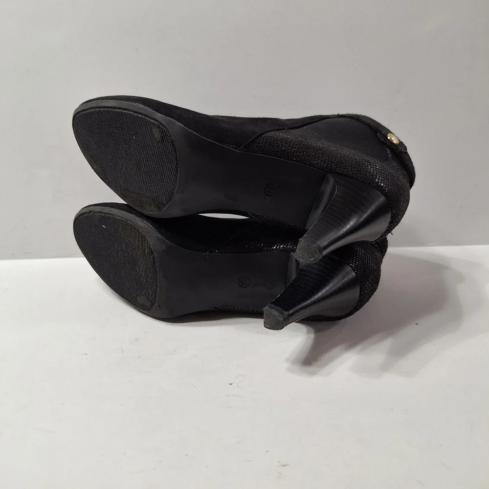 Karen Scott Black Classic Academia Faux Suede Kitten Heel Ankle Boots Size 8.5